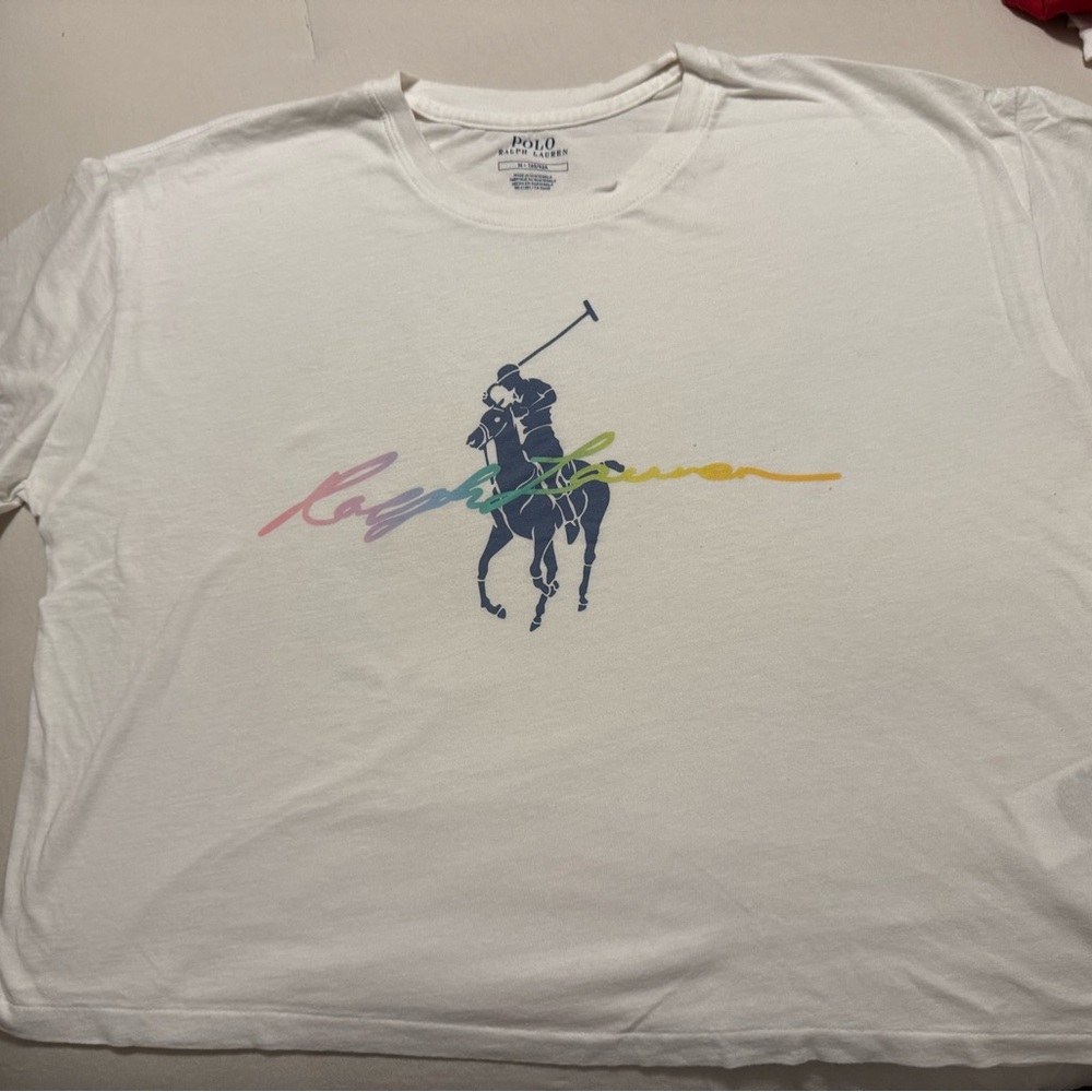 Ralph Lauren POLO Women’s White Graphic Cropped T-Shirt